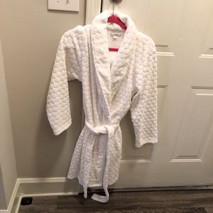 White small fuzzy robe